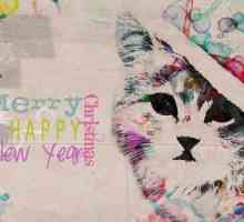 बिल्लियों के साथ नए साल को बधाई देने के लिए चार पोस्टकार्ड